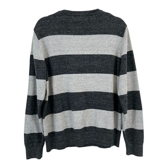 Nautica Mens Size L Gray Color Block Cotton Pullover Sweater - Picture 3 of 4